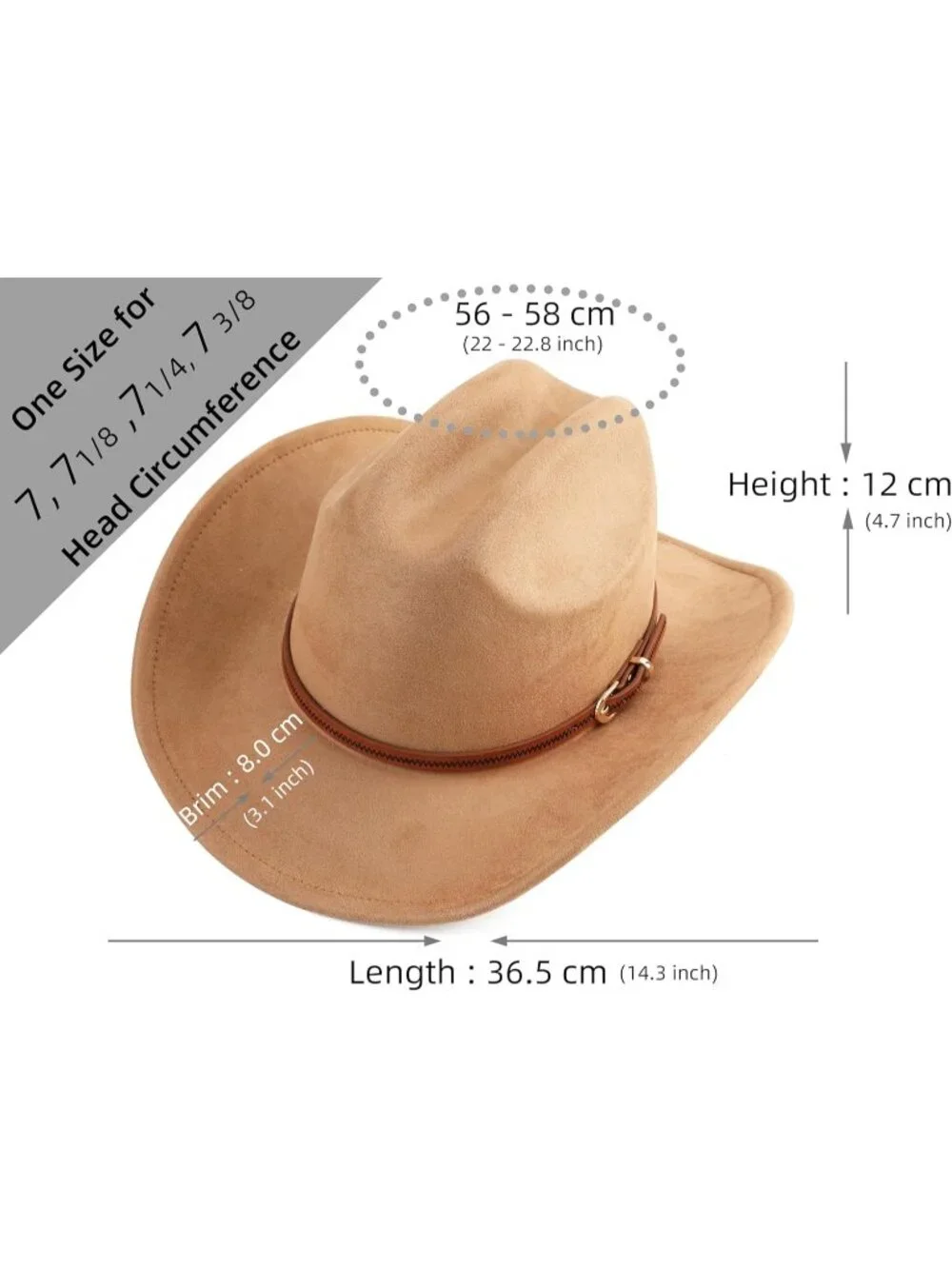 Men's Camel Faux Suede Wide Brim Western Cowgirl Cowboy Hat